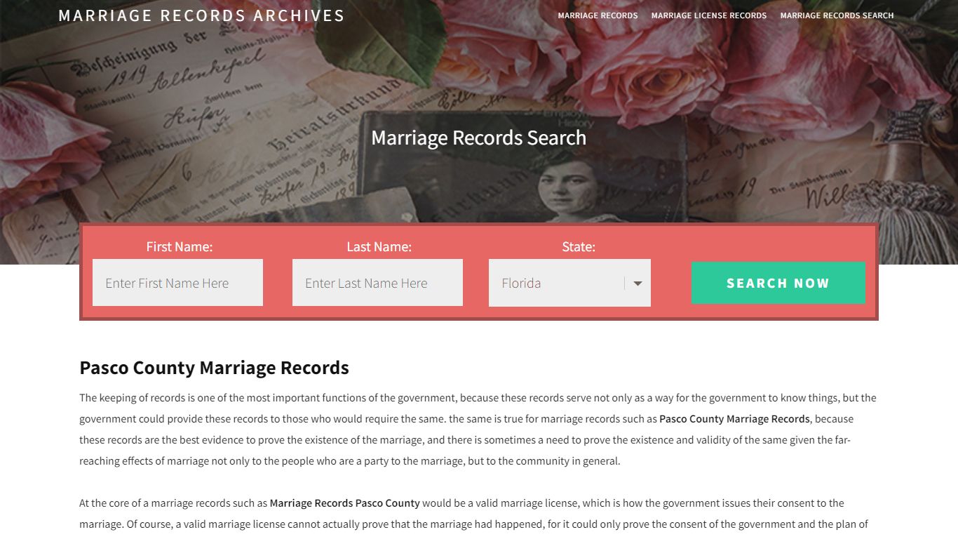 Pasco County Marriage Records | Enter Name and Search | 14 Days Free